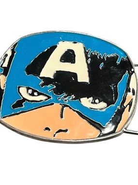 2010 Marvel Vintage Captain America Cartoon Masked Face Metal Belt Buckle